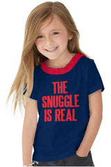 Snuggle Is Real Toddler Ruffled Trim T-Shirt-Direct To Garment Print-Brisco Baby
