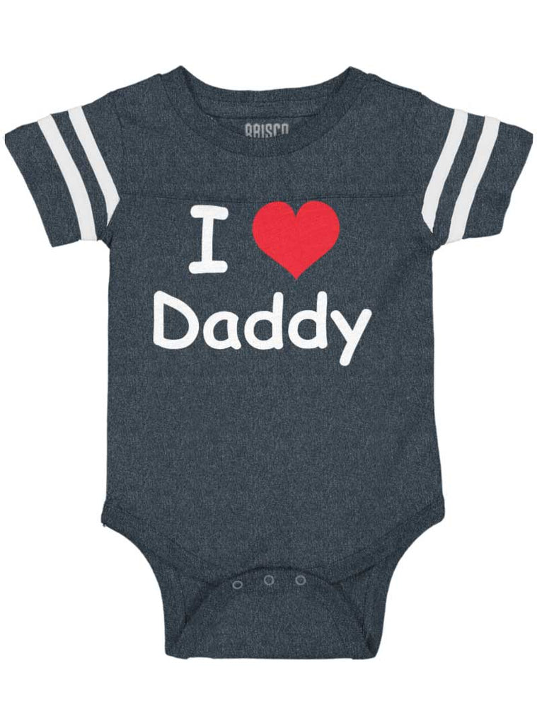 I Heart Daddy Football Romper Bodysuit-Direct To Garment Print-Brisco Baby