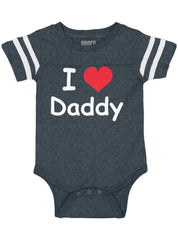 I Heart Daddy Football Romper Bodysuit-Direct To Garment Print-Brisco Baby