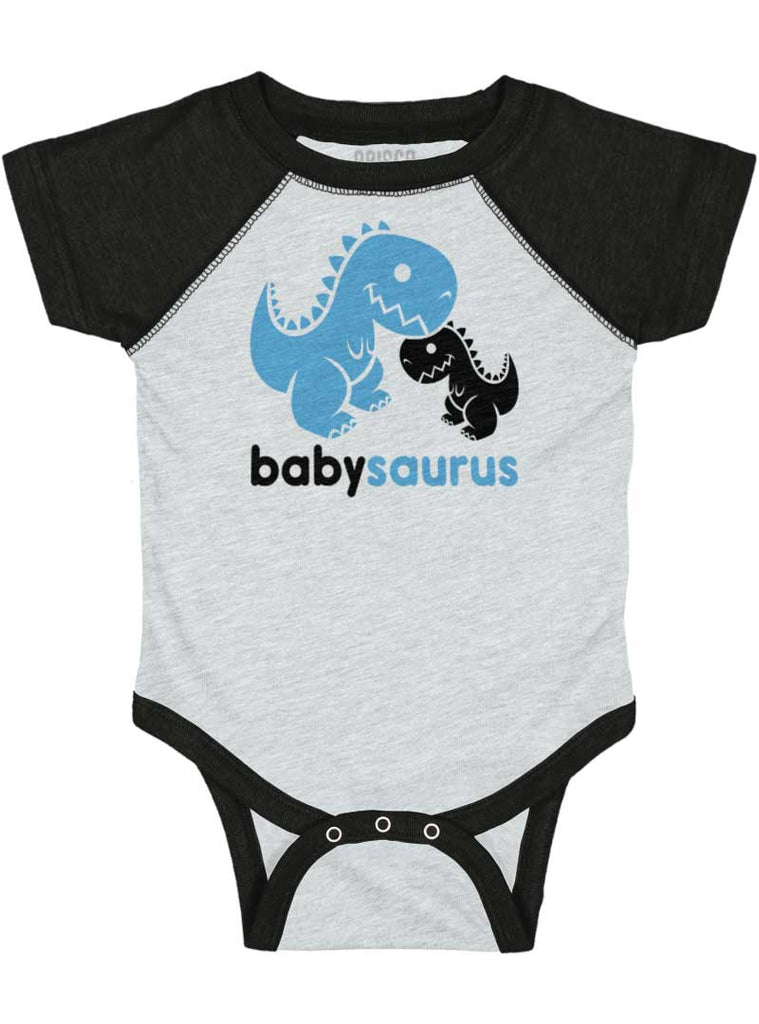 Babysaurus Rex Raglan Romper Bodysuit-Direct To Garment Print-Brisco Baby