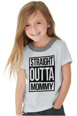 Straight Outta Mommy Toddler Ruffled Trim T-Shirt-Direct To Garment Print-Brisco Baby