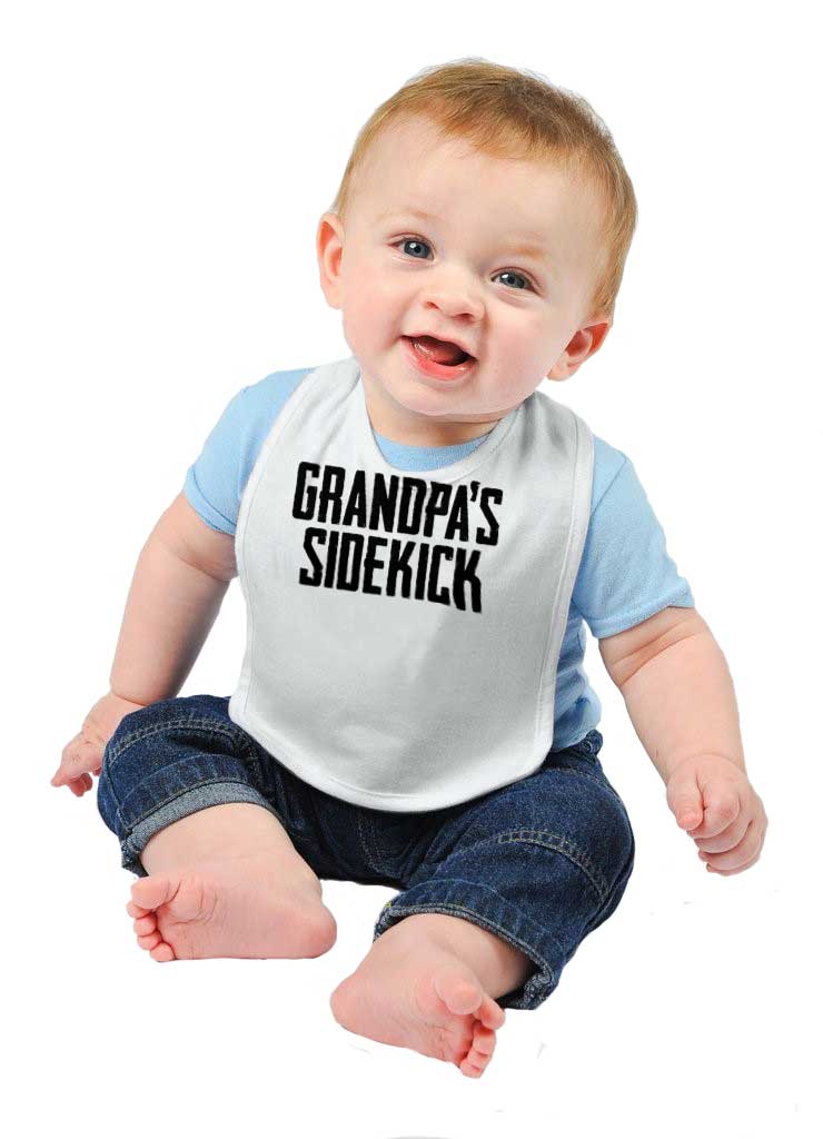 Grandpa's Sidekick Infant Baby Bib-Direct To Garment Print-Brisco Baby