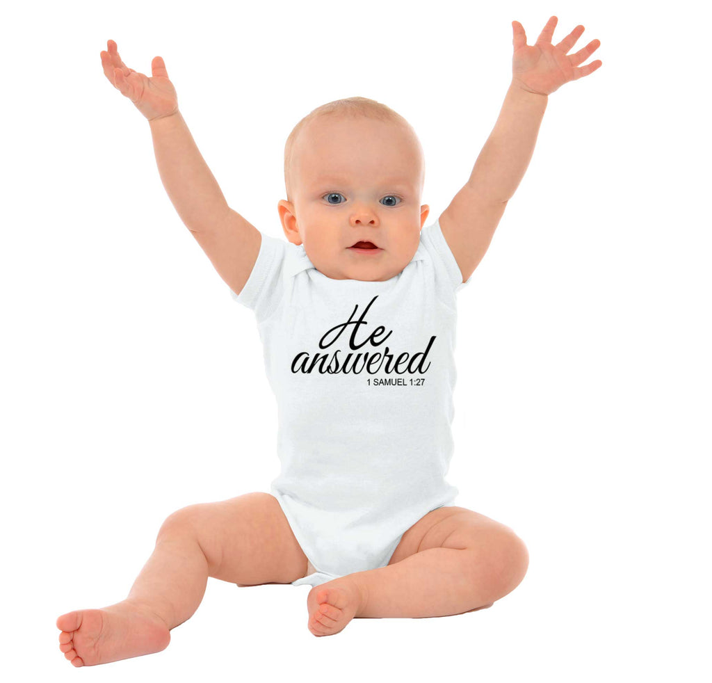 He Answered Romper Bodysuit-Direct To Garment Print-Brisco Baby