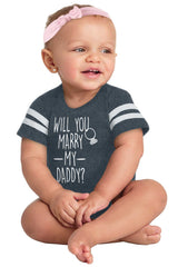 Marry My Daddy Football Romper Bodysuit-Direct To Garment Print-Brisco Baby