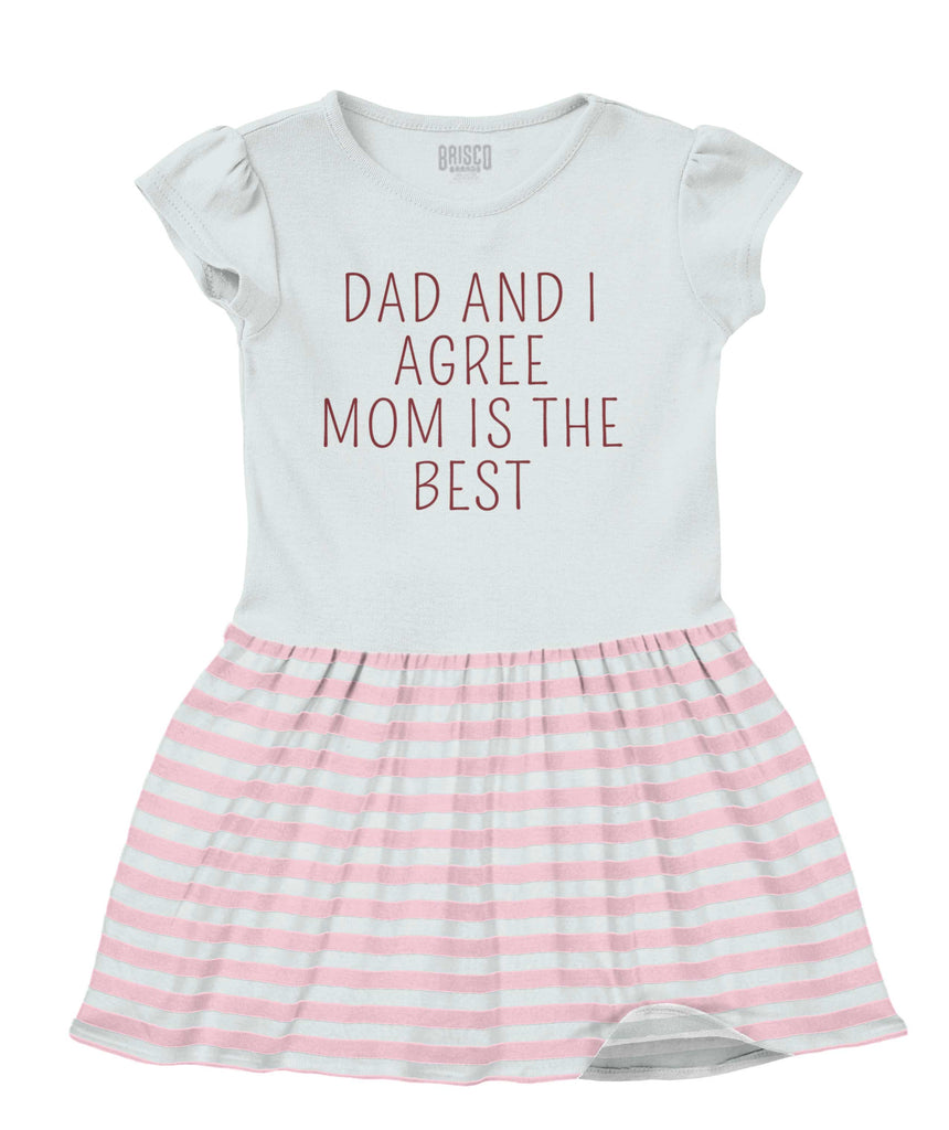 Mom Is Best Baby Striped Skirt Dress-Direct To Garment Print-Brisco Baby