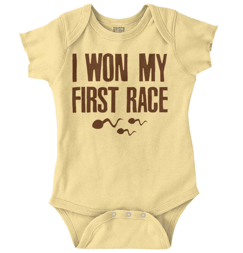 Won The Race Romper Bodysuit-Direct To Garment Print-Brisco Baby