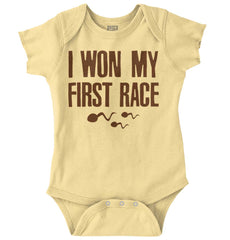Won The Race Romper Bodysuit-Direct To Garment Print-Brisco Baby