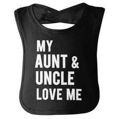 Aunt And Uncle Love Me Infant Baby Bib-Direct To Garment Print-Brisco Baby