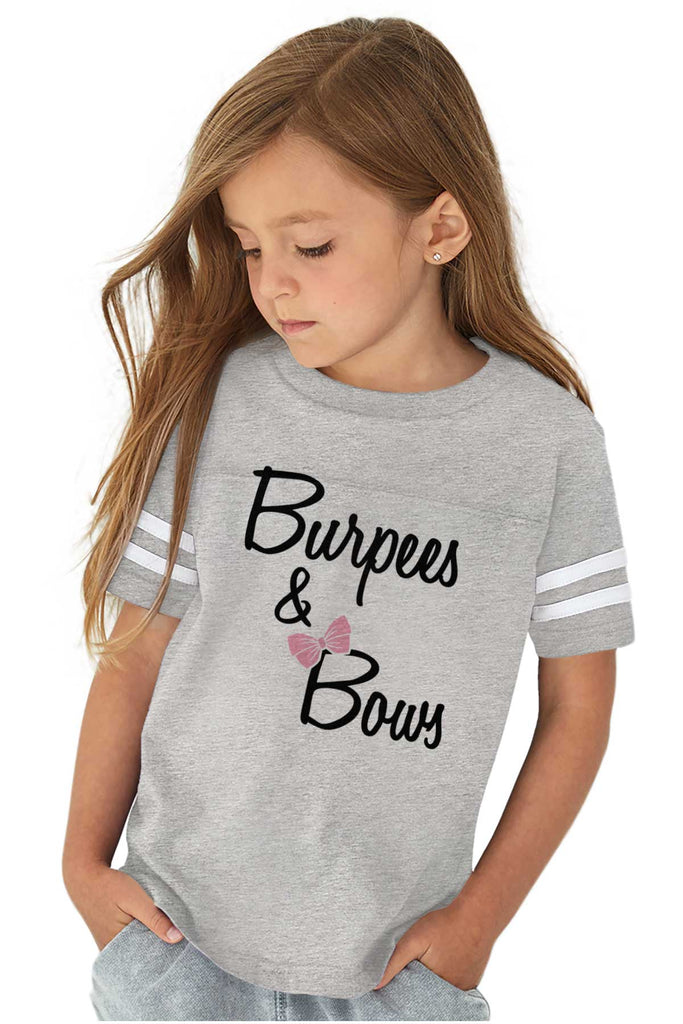 Burpees and Bows Toddler Football Jersey Tee-Direct To Garment Print-Brisco Baby