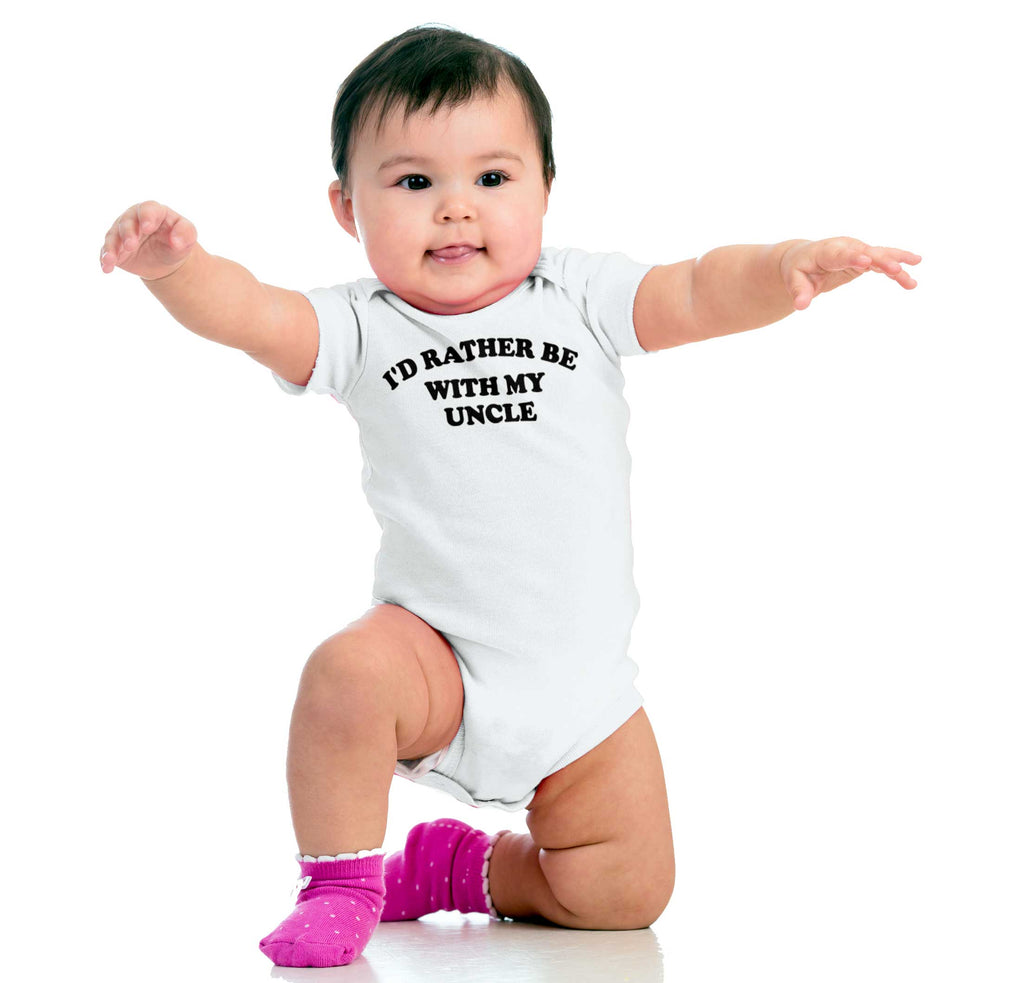 Rather Be With Uncle Romper Bodysuit-Direct To Garment Print-Brisco Baby
