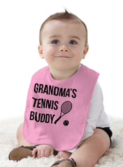 Grandma's Tennis Buddy Infant Baby Bib-Direct To Garment Print-Brisco Baby
