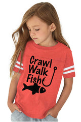 Crawl Walk Fish Toddler Football Jersey Tee-Direct To Garment Print-Brisco Baby