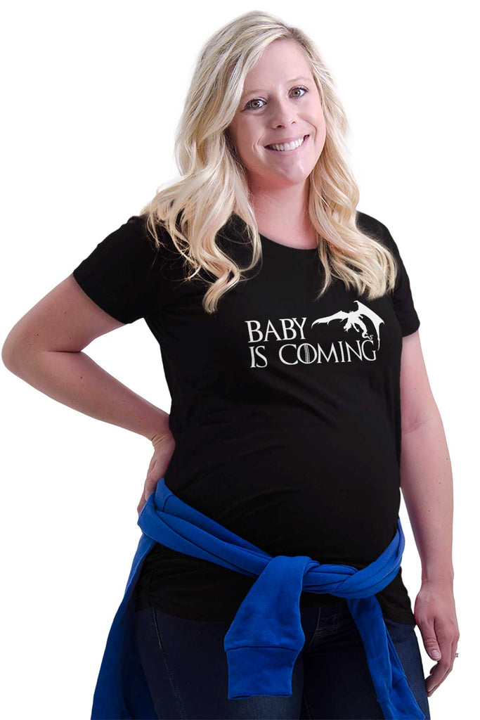 Baby Is Coming Dragon Maternity T-Shirt-Direct To Garment Print-Brisco Baby