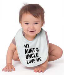 Aunt And Uncle Love Me Infant Baby Bib-Direct To Garment Print-Brisco Baby