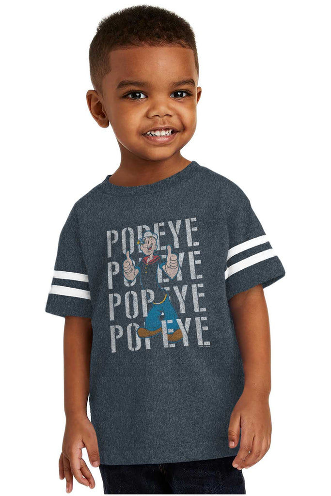 Popeye The Sailor Toddler Football Jersey Tee-Direct To Garment Print-Brisco Baby