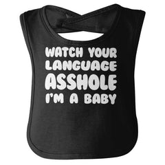 Watch Your Language Infant Baby Bib-Direct To Garment Print-Brisco Baby