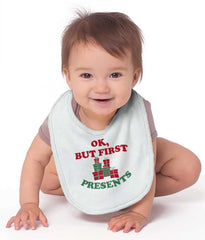 But First Presents Infant Baby Bib-Direct To Garment Print-Brisco Baby
