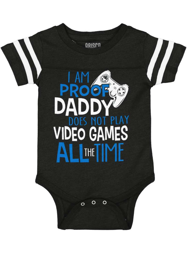 Daddy Plays Video Games Football Romper Bodysuit-Direct To Garment Print-Brisco Baby
