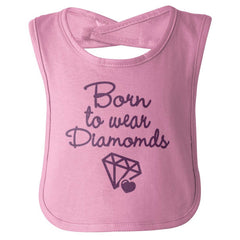 Born To Wear Diamond Infant Baby Bib-Direct To Garment Print-Brisco Baby