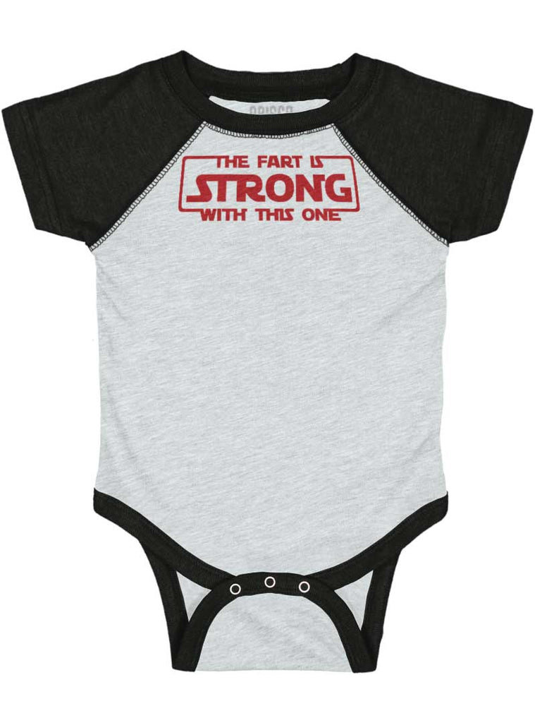 Fart Is Strong Raglan Romper Bodysuit-Direct To Garment Print-Brisco Baby