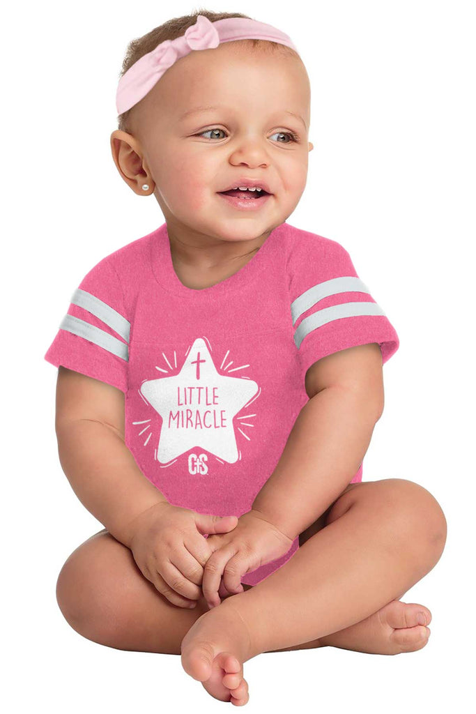 Little Miracle Football Romper Bodysuit-Direct To Garment Print-Brisco Baby