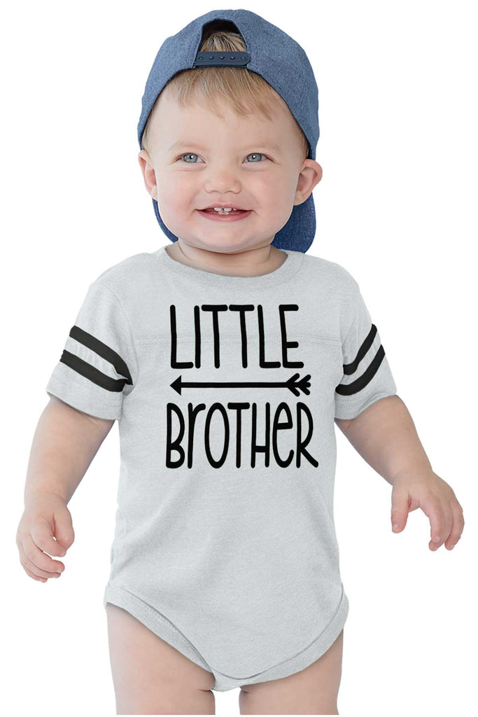 Little Brother Football Romper Bodysuit-Direct To Garment Print-Brisco Baby