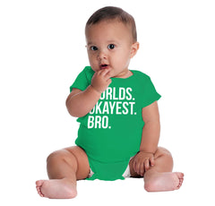 Worlds Okayest Bro Romper Bodysuit-Direct To Garment Print-Brisco Baby