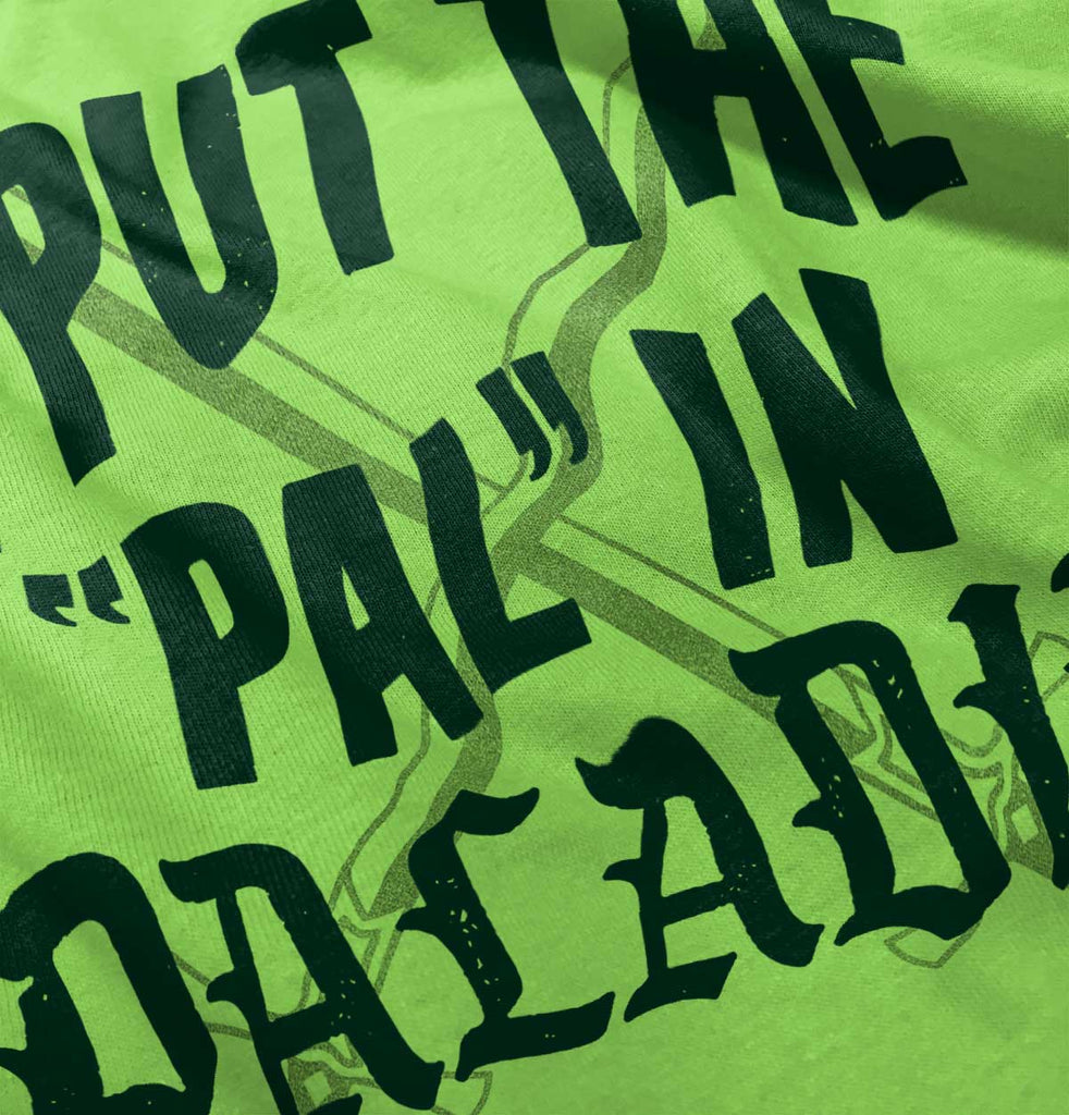 Put The Pal In Paladin Dungeons Toddler Ruffle Bottom Tee-Direct To Garment Print-Brisco Baby