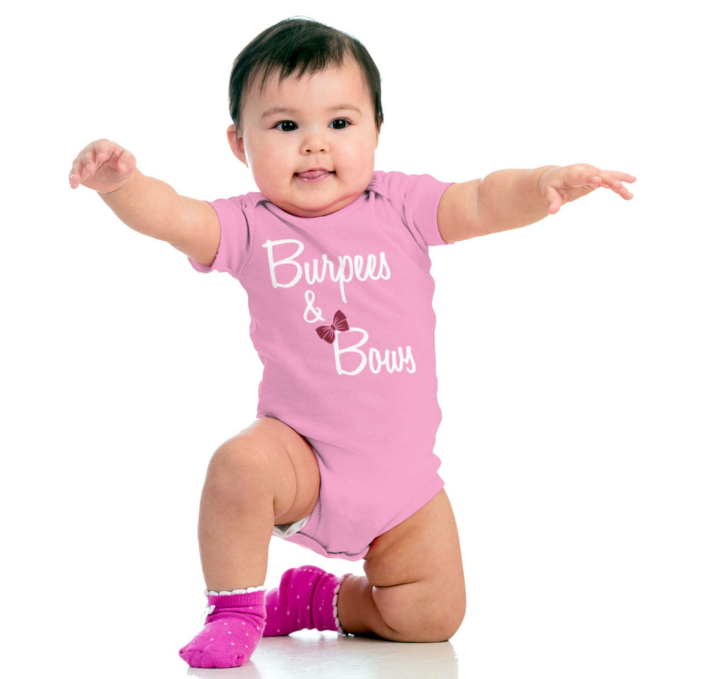 Burpees and Bows Romper Bodysuit-Direct To Garment Print-Brisco Baby