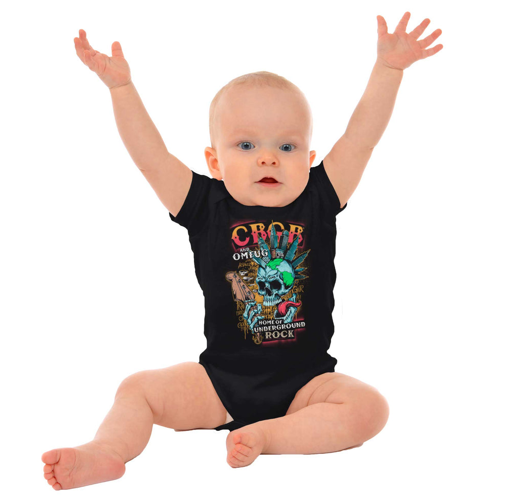 Heavy Metal CBGB Romper Bodysuit-Direct To Garment Print-Brisco Baby