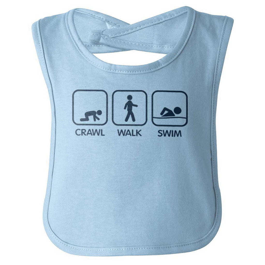 Crawl Walk Swim Infant Baby Bib-Direct To Garment Print-Brisco Baby