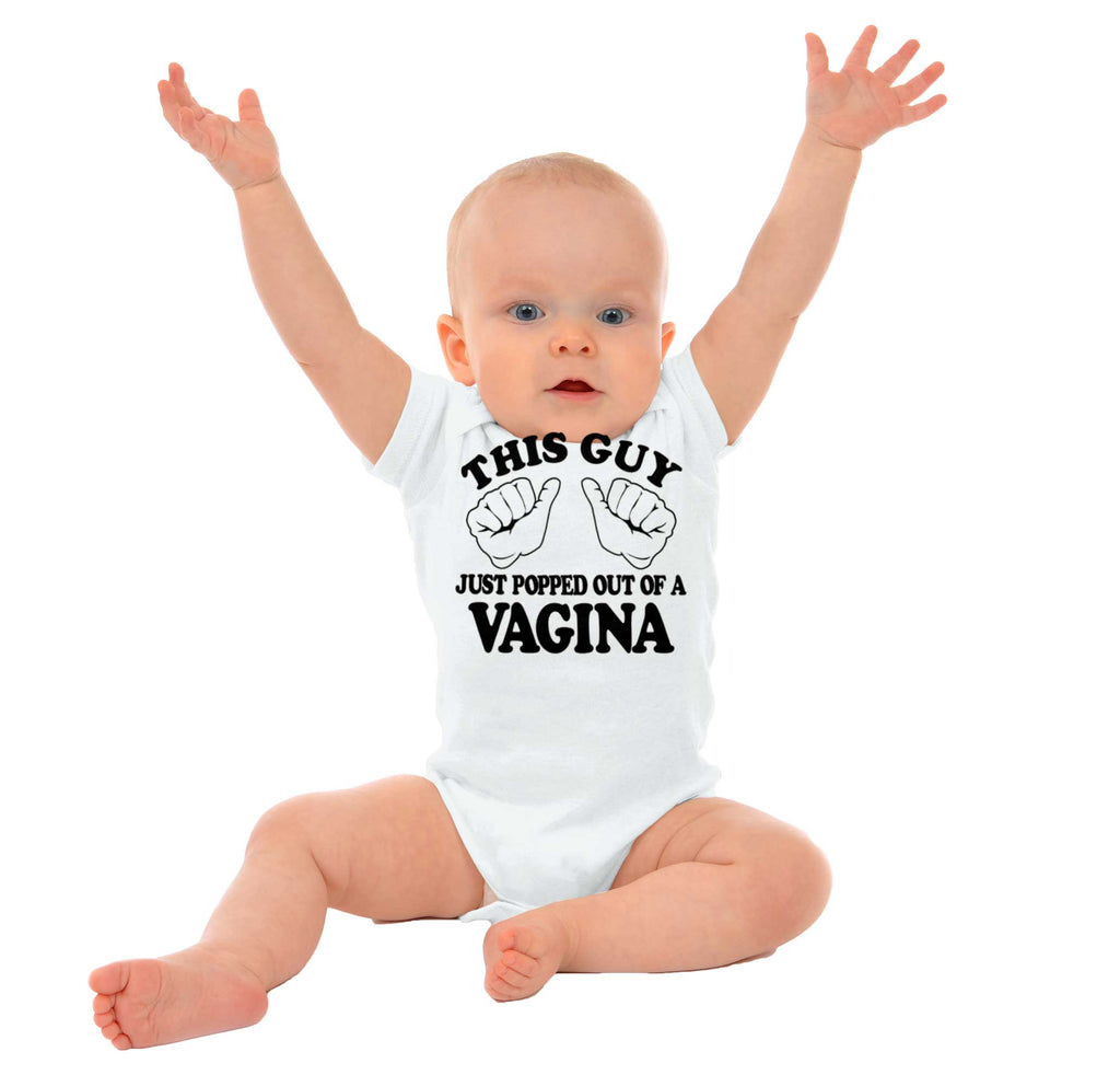 Popped Out of Vagina Romper Bodysuit-Direct To Garment Print-Brisco Baby