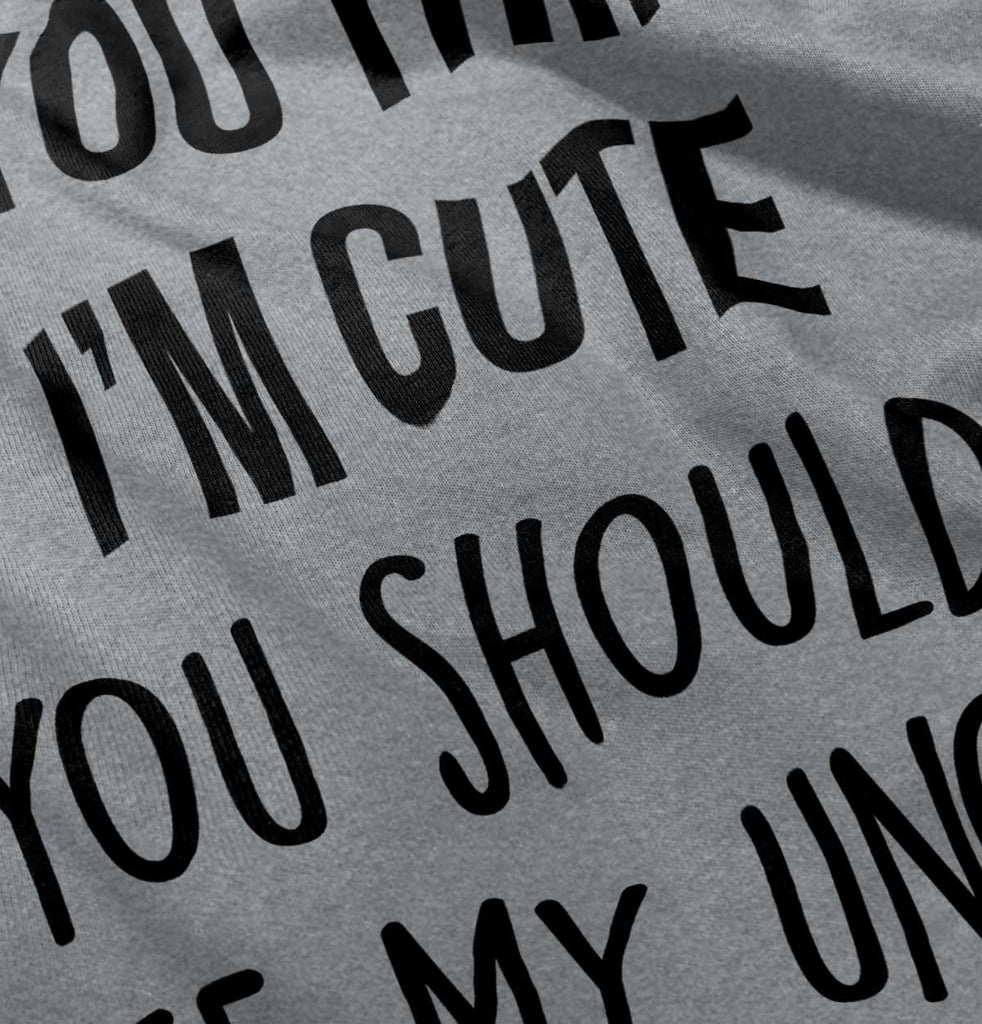 Think I'm Cute See My Uncle Romper Bodysuit-Direct To Garment Print-Brisco Baby