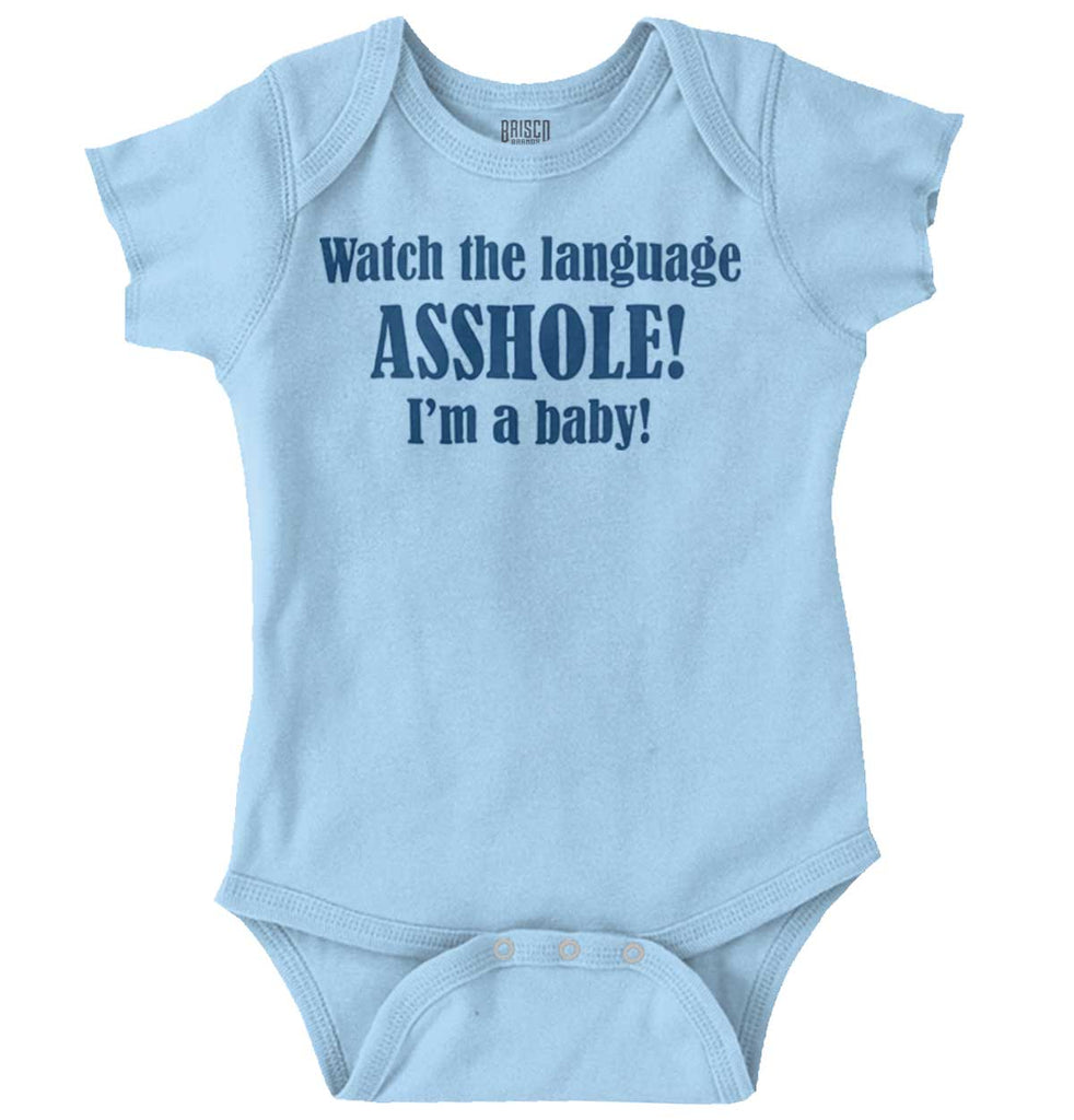 Watch The Language Romper Bodysuit-Direct To Garment Print-Brisco Baby