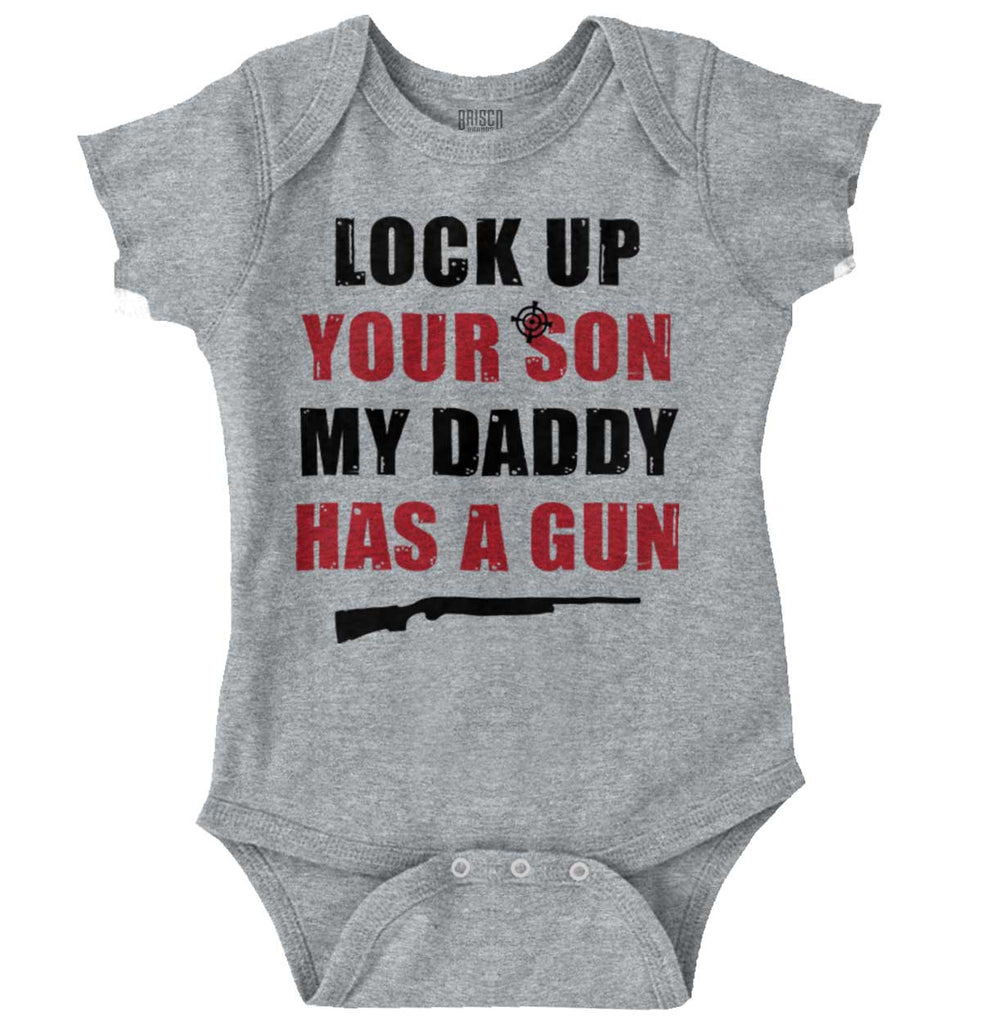 My Daddy Has a Gun Son Romper Bodysuit-Direct To Garment Print-Brisco Baby