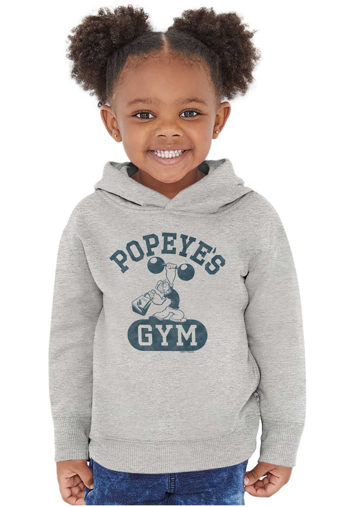 Popeye's Gym Toddler Pullover Hoodie-Direct To Garment Print-Brisco Baby
