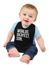 Worlds Okayest Son Infant Baby Bib-Direct To Garment Print-Brisco Baby