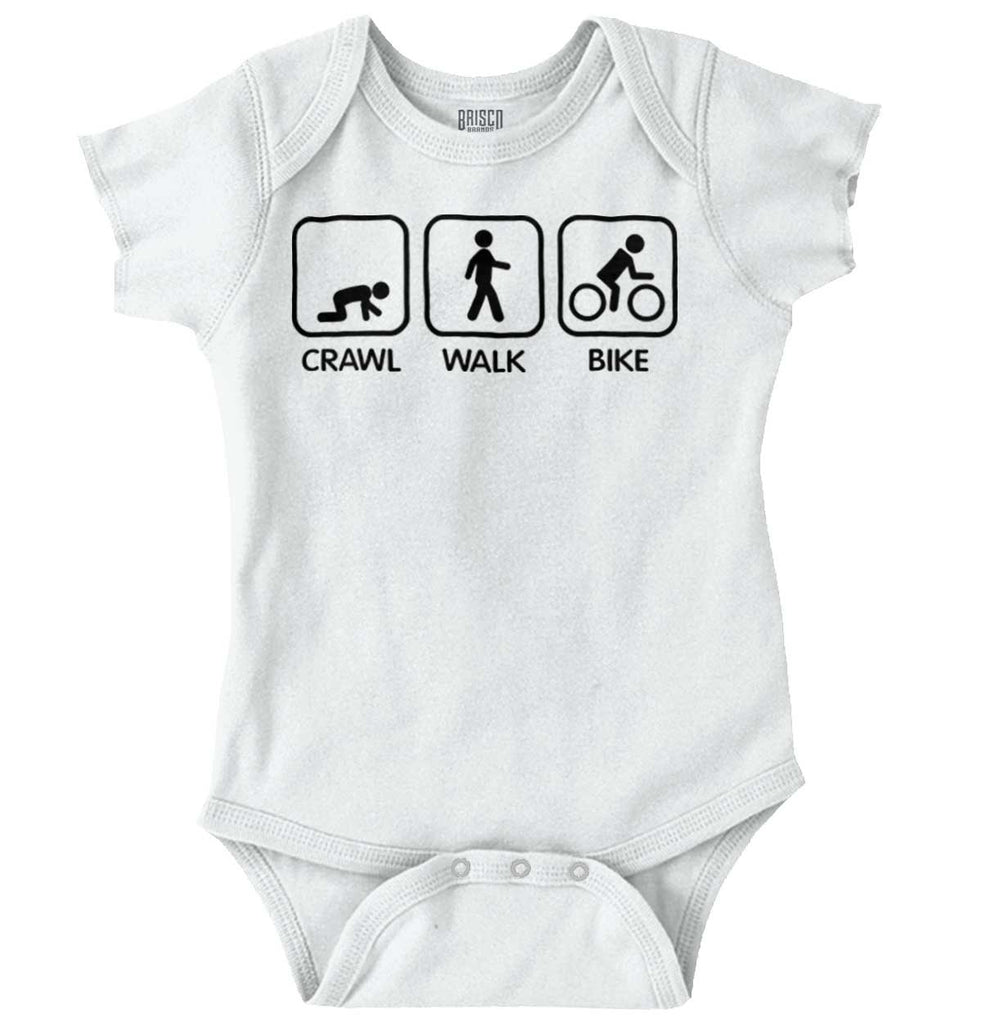 Crawl Walk Bike Romper Bodysuit-Direct To Garment Print-Brisco Baby