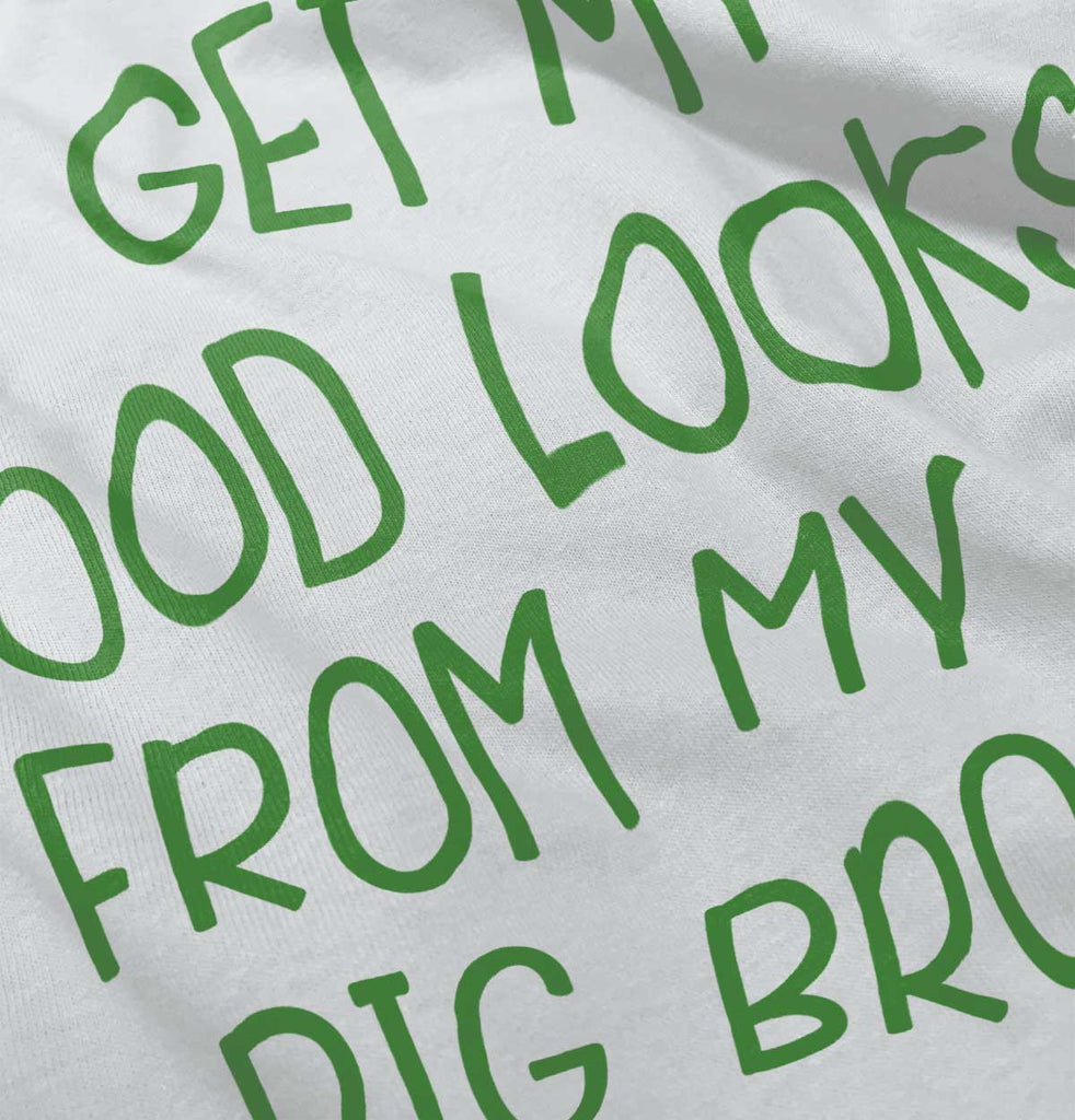 Good Looks From My Big Bro Infant Baby Bib-Direct To Garment Print-Brisco Baby