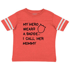 Hero Wears Badge Toddler Football Jersey Tee-Direct To Garment Print-Brisco Baby