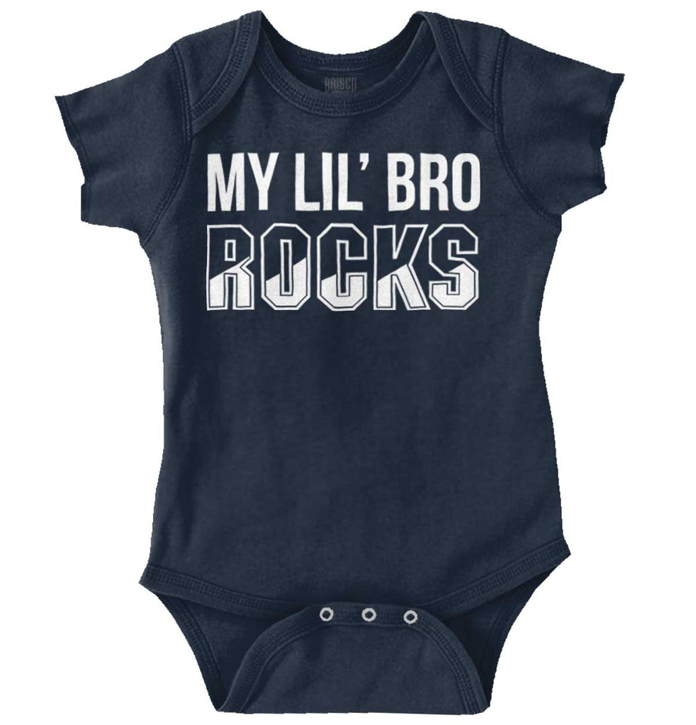 My Lil' Bro Rocks Romper Bodysuit-Direct To Garment Print-Brisco Baby