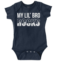 My Lil' Bro Rocks Romper Bodysuit-Direct To Garment Print-Brisco Baby