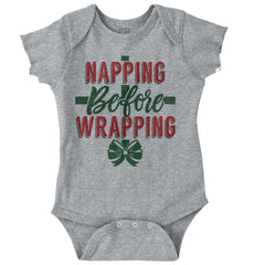 Napping Before Wrapping Romper Bodysuit-Direct To Garment Print-Brisco Baby