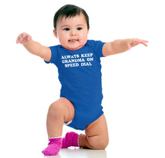 Always Keep Grandma Speed Dial Romper Bodysuit-Direct To Garment Print-Brisco Baby