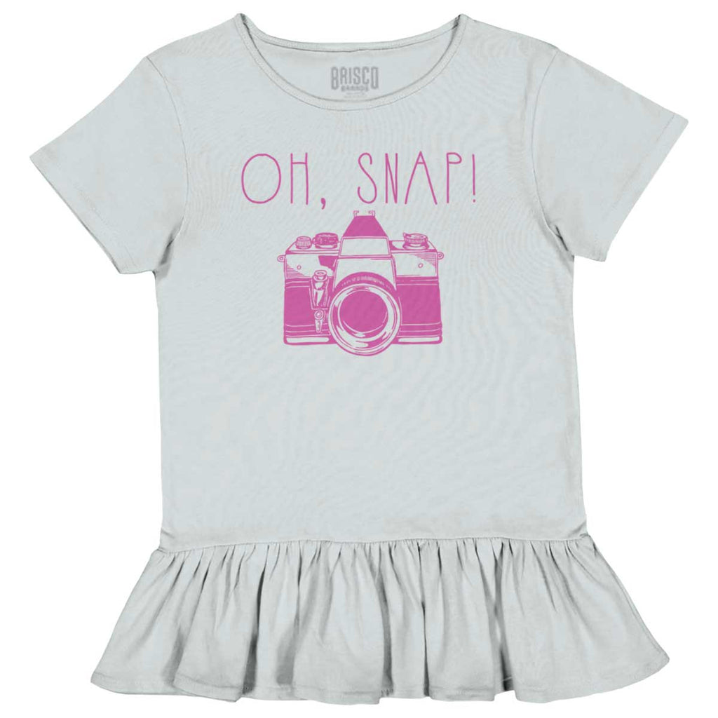 Oh Snap Camera Toddler Ruffle Bottom Tee-Direct To Garment Print-Brisco Baby