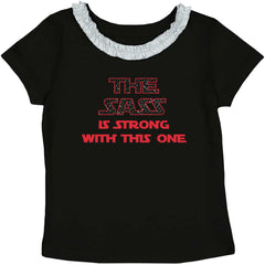 Sass Is Strong Toddler Ruffled Trim T-Shirt-Direct To Garment Print-Brisco Baby