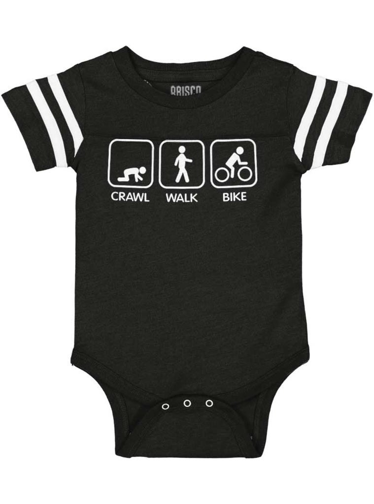 Crawl Walk Bike Football Romper Bodysuit-Direct To Garment Print-Brisco Baby