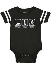 Crawl Walk Bike Football Romper Bodysuit-Direct To Garment Print-Brisco Baby