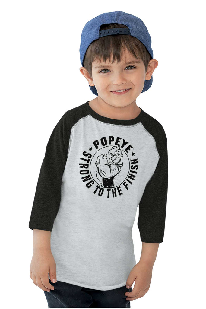 Popeye To The Finish Toddler Baseball-Direct To Garment Print-Brisco Baby