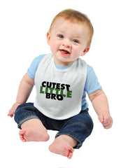 Cutest Little Bro Infant Baby Bib-Direct To Garment Print-Brisco Baby
